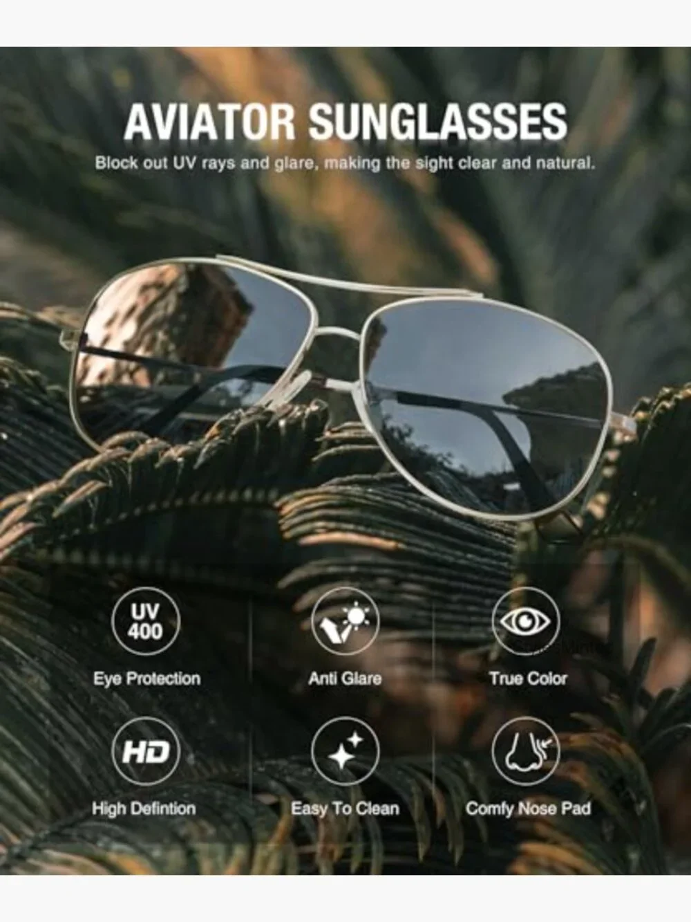 Polarized Aviator Sunglasses 3 Pack UV400 Metal Frame Lightweight